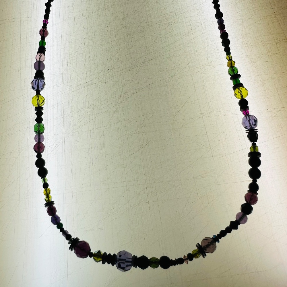 Vintage Allen Owen Glass Necklace 28”